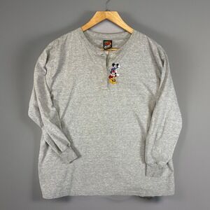 Vintage Disney Mickey Unlimited Shirt Mens Extra Large Henley Embroidered 90s